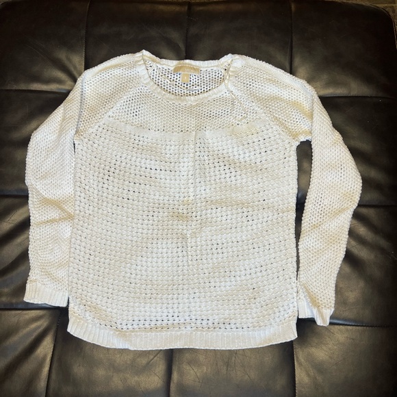 Michael Kors Women’s Size Small Open-Knit Sweater in White, Long Sleeve - Picture 3 of 8